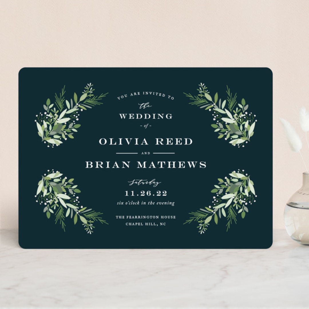 "Fresh Greenery" - Wedding Invitations in Mystic Forest by Jennifer Postorino - Front