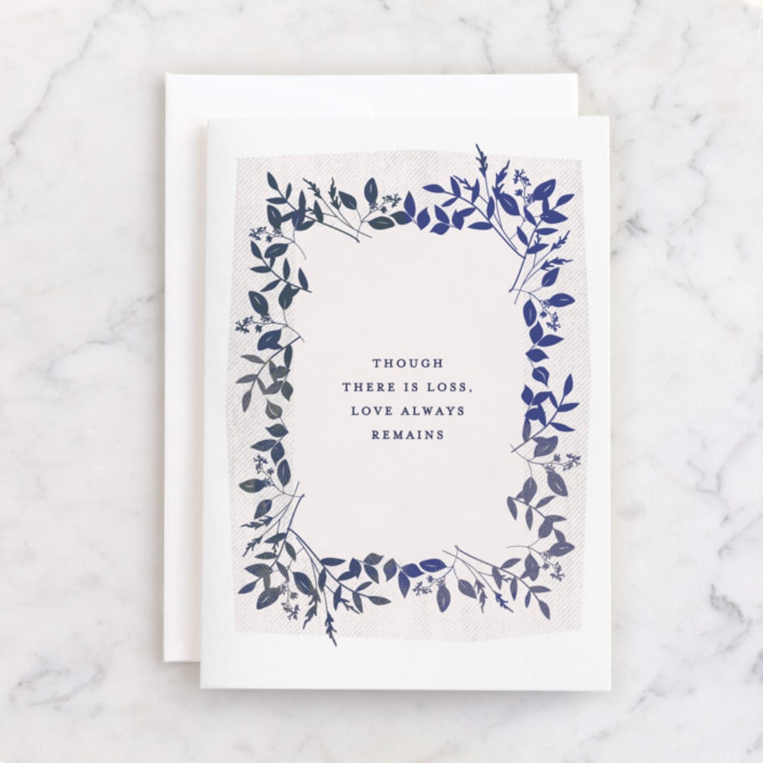 "Love Remains" - Single Greeting Cards in Navy by Haley Warner - Front