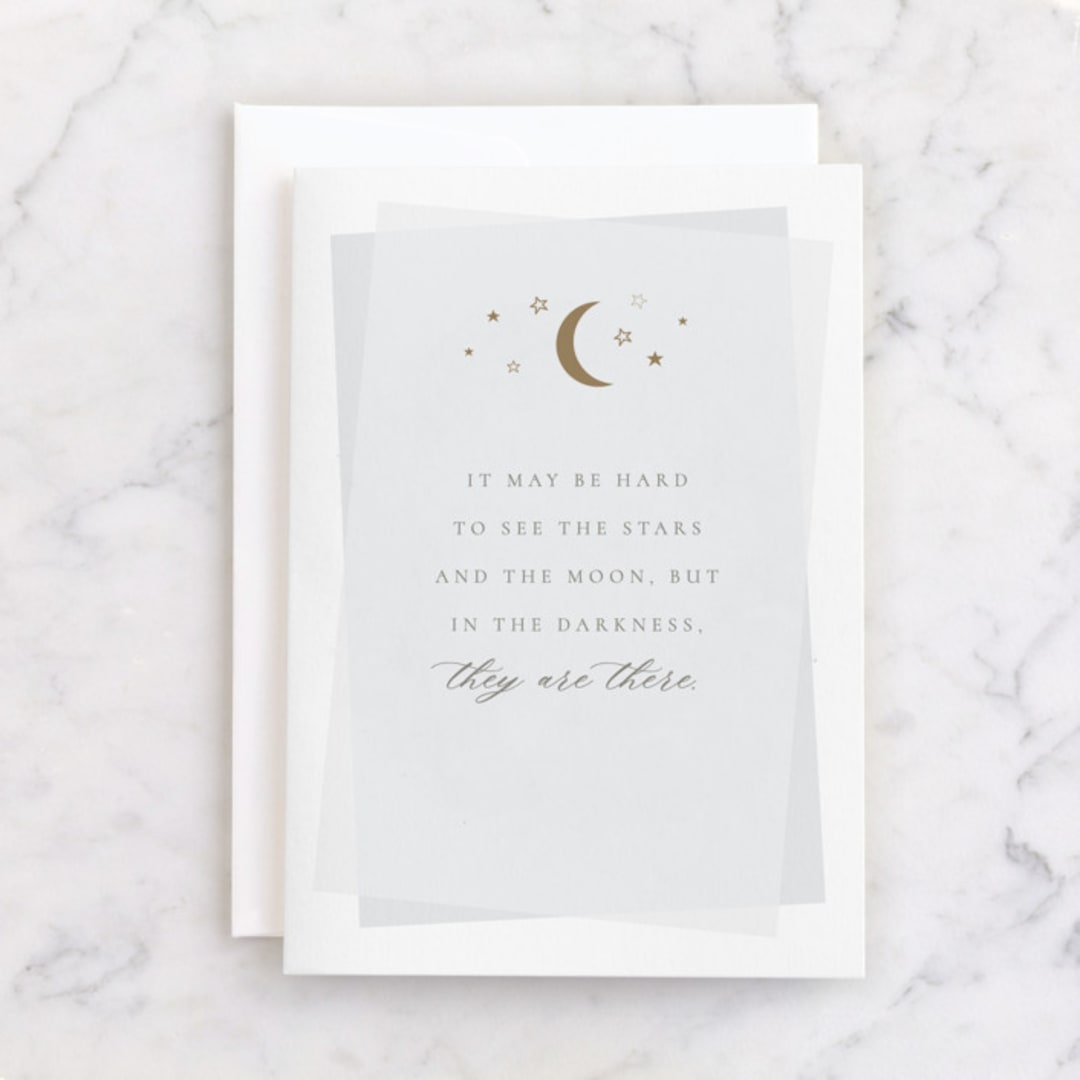 "In The Darkness" - Single Greeting Cards in Baby Blue by Jackie Mangiolino - Front