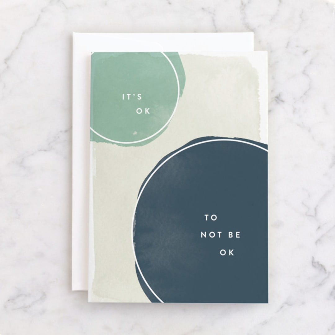 "Not Ok" - Single Greeting Cards in Ocean by Robert and Stella - Front