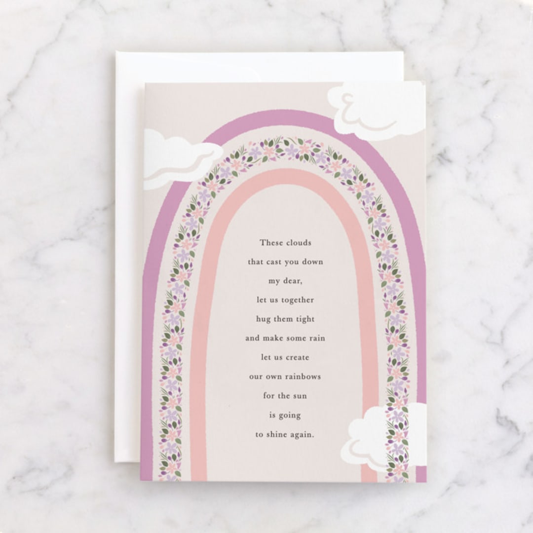 "Rainbow" - Single Greeting Cards in Faded Rose by letterfix - Front