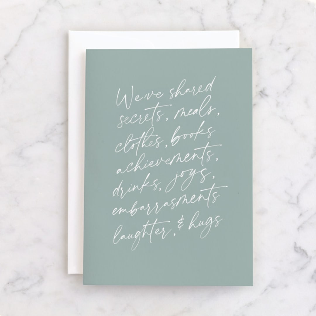 "Shared Lives" - Single Greeting Cards in Sage by Amy Payne - Front