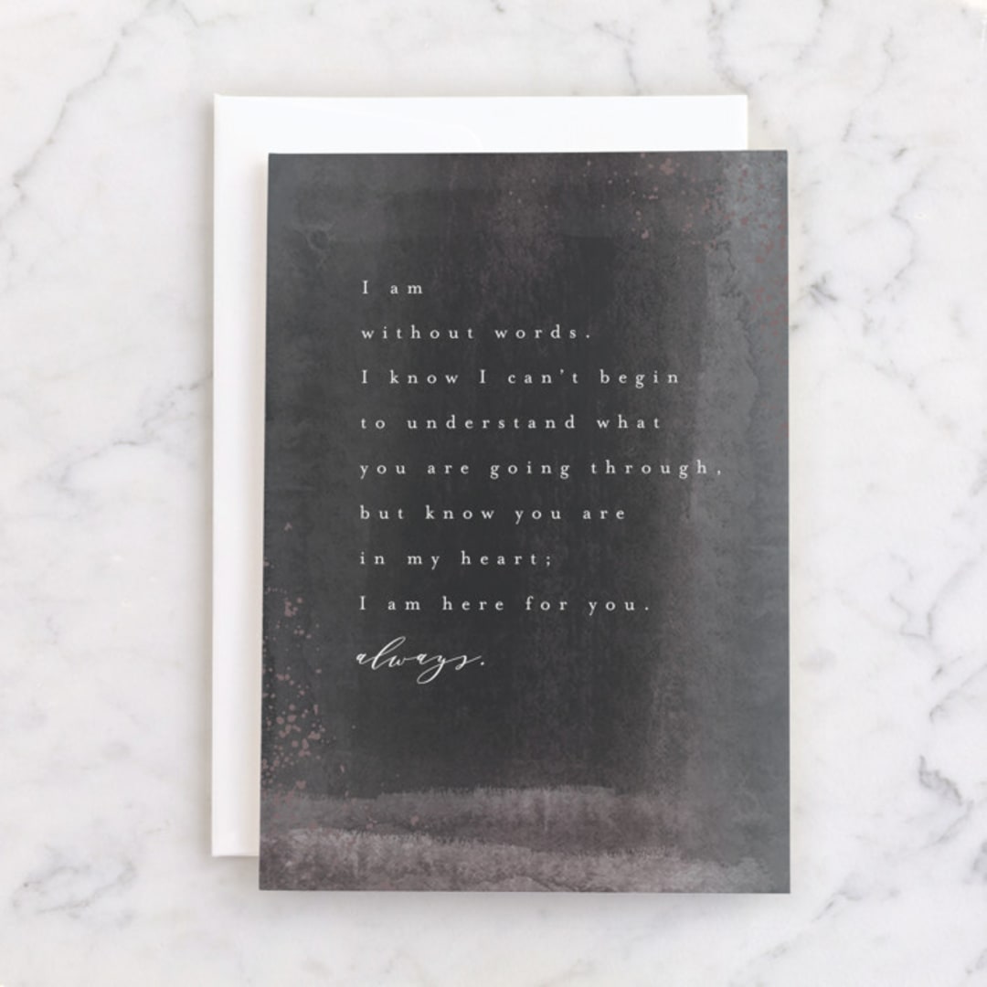 "Here for you Always" - Single Greeting Cards in Charcoal by AK Graphics - Front