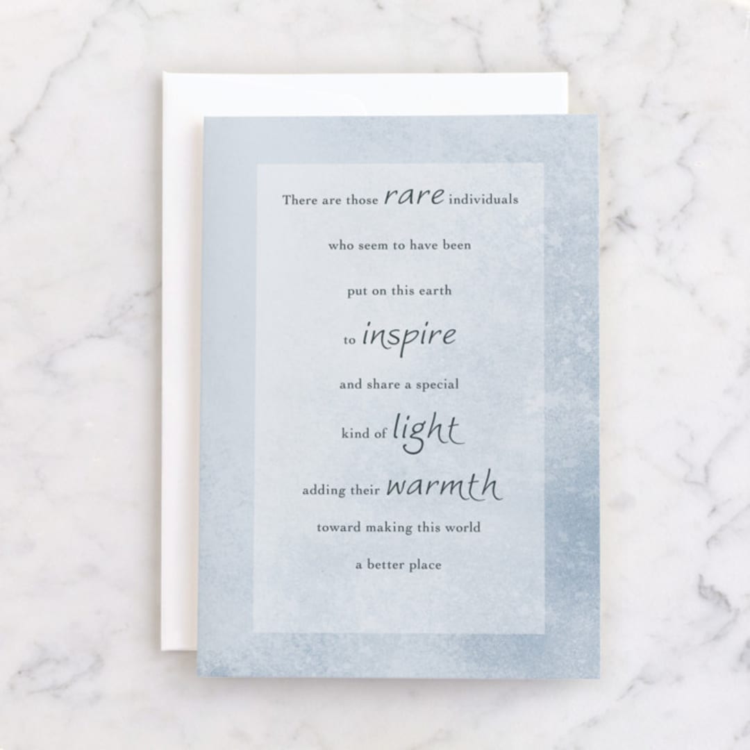 "Remembered" - Single Greeting Cards in Baby Blue by Debb W - Front