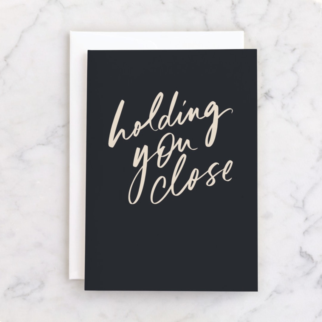 "Holding You Close" - Single Greeting Cards in Midnight by Chelsea Petaja - Front