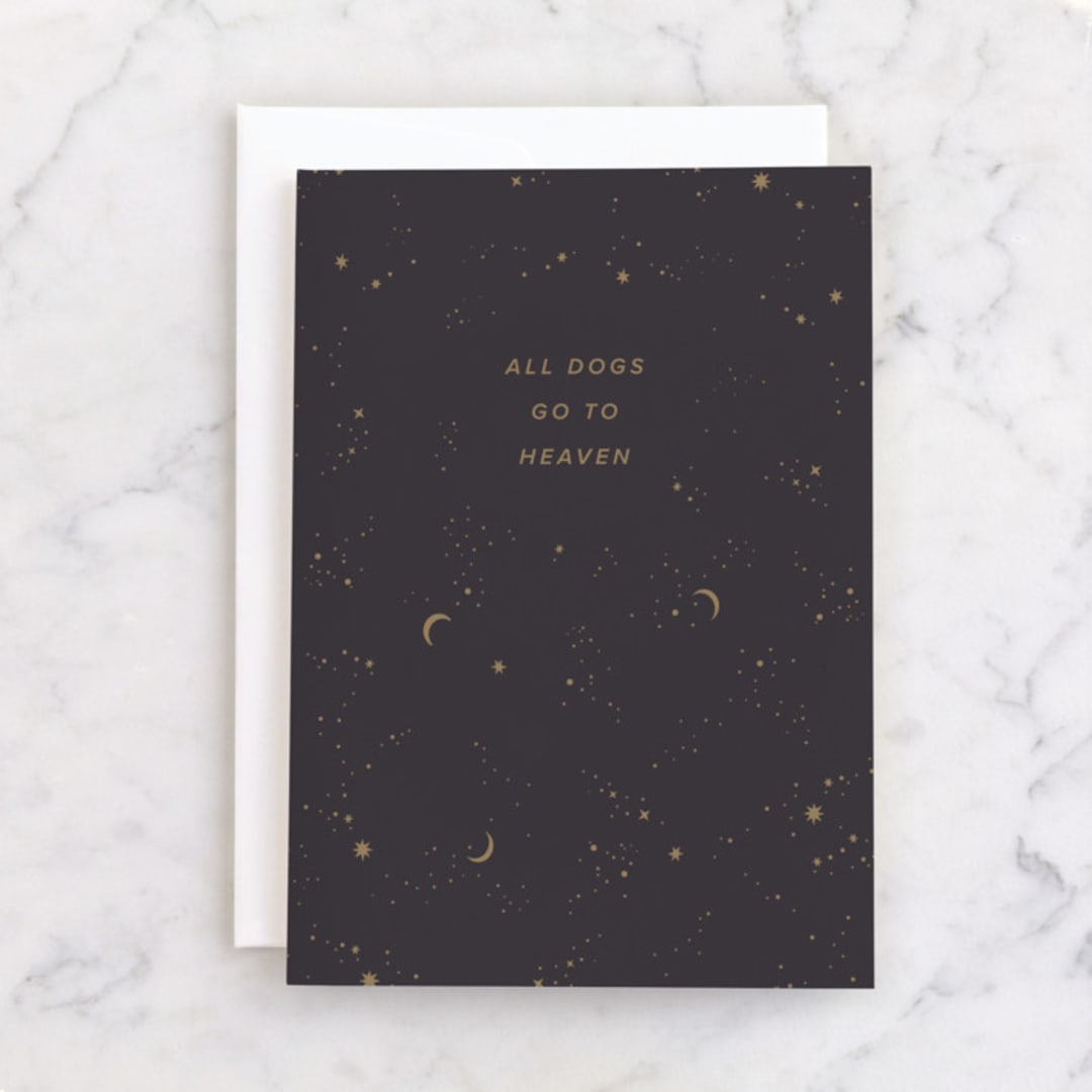 "All Dogs Go To Heaven" - Single Greeting Cards in Blackberry by Ellen Schlegelmilch - Front