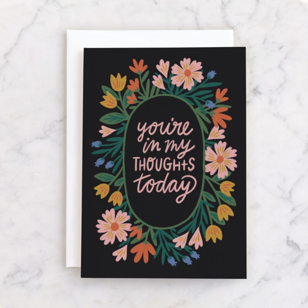 "sympathy flowers" - Single Greeting Cards in Midnight by Jen Owens - Front