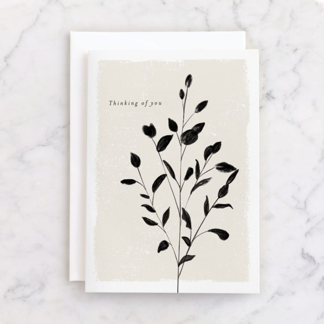 "Blanc" - Single Greeting Cards in Taupe by chocomocacino - Front