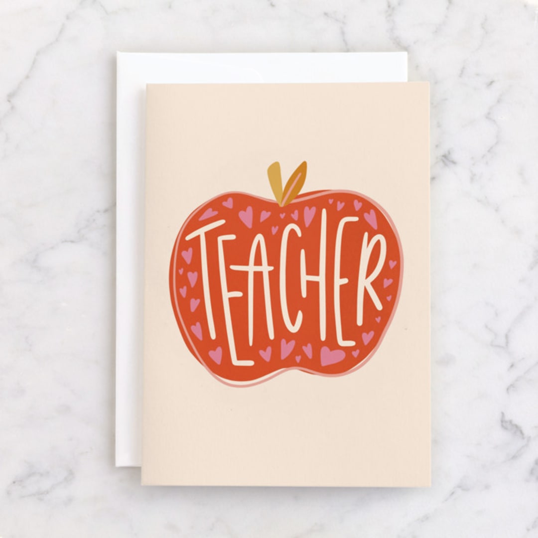 "Teacher Appreciation" - Single Greeting Cards in Apple by Meagan Bateman - Front