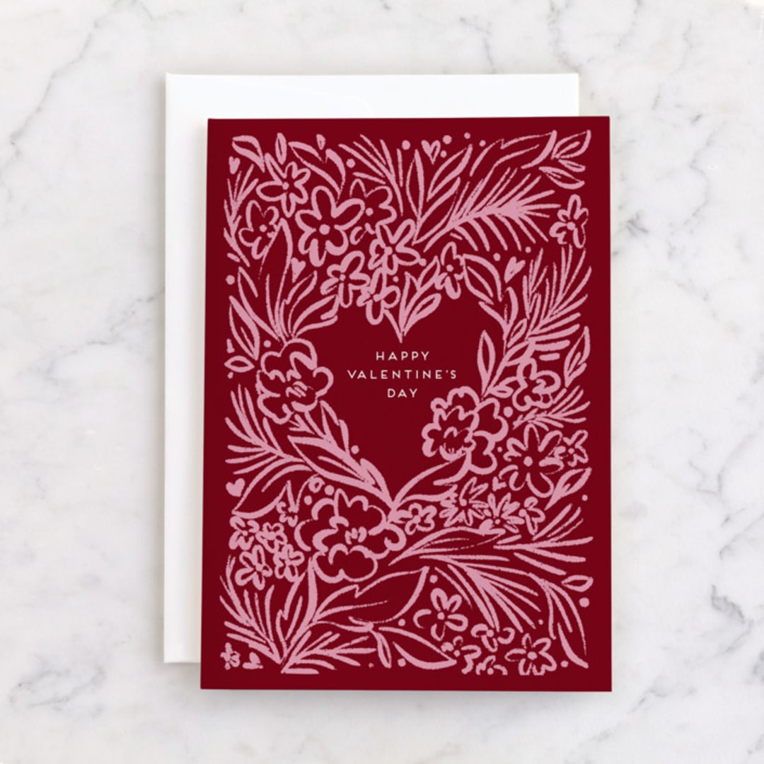 "Love that grows" - Single Greeting Cards in Tomato by Ilze Lucero - Front