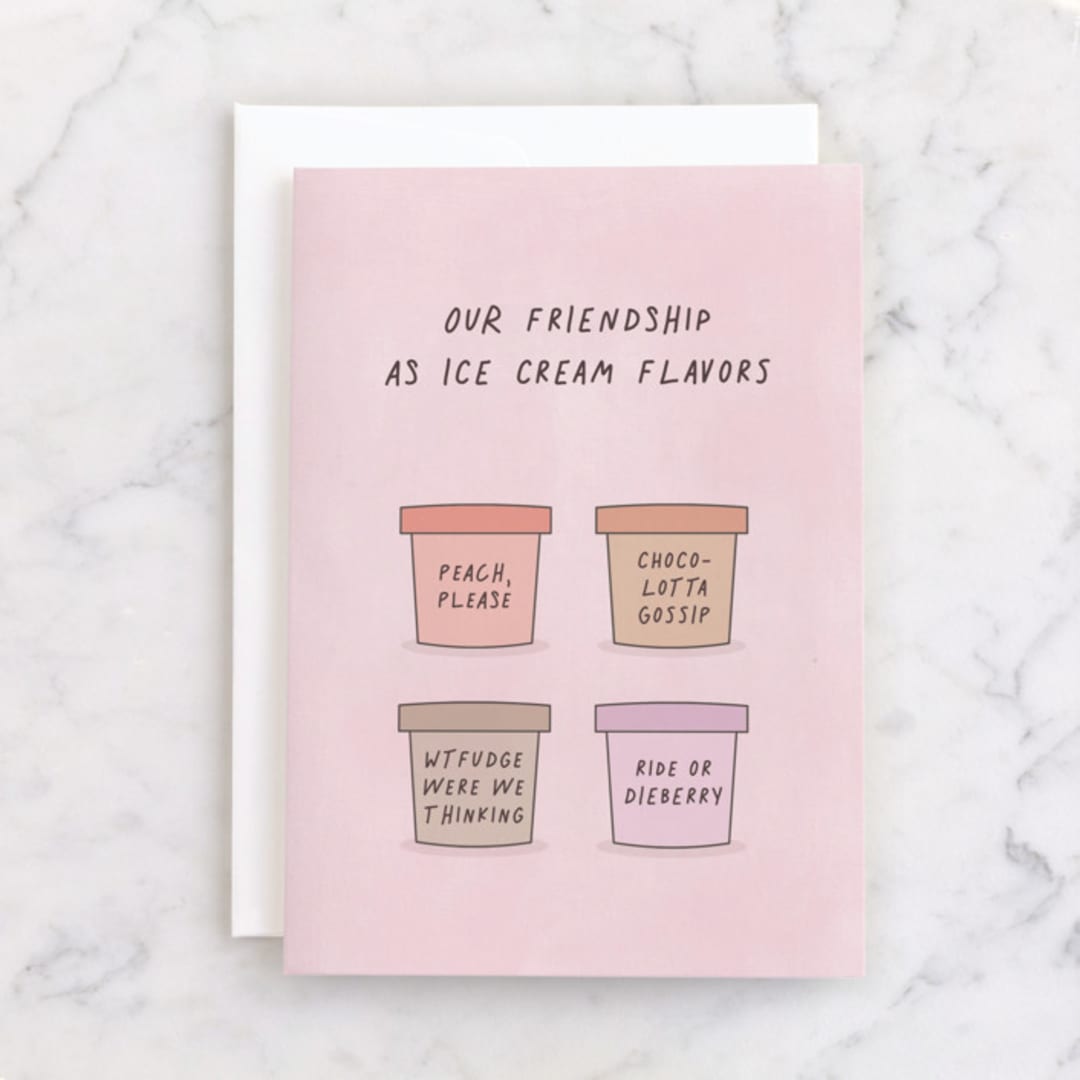 "Friendship Flavors" - Single Greeting Cards in Petal by Shannon Kohn - Front