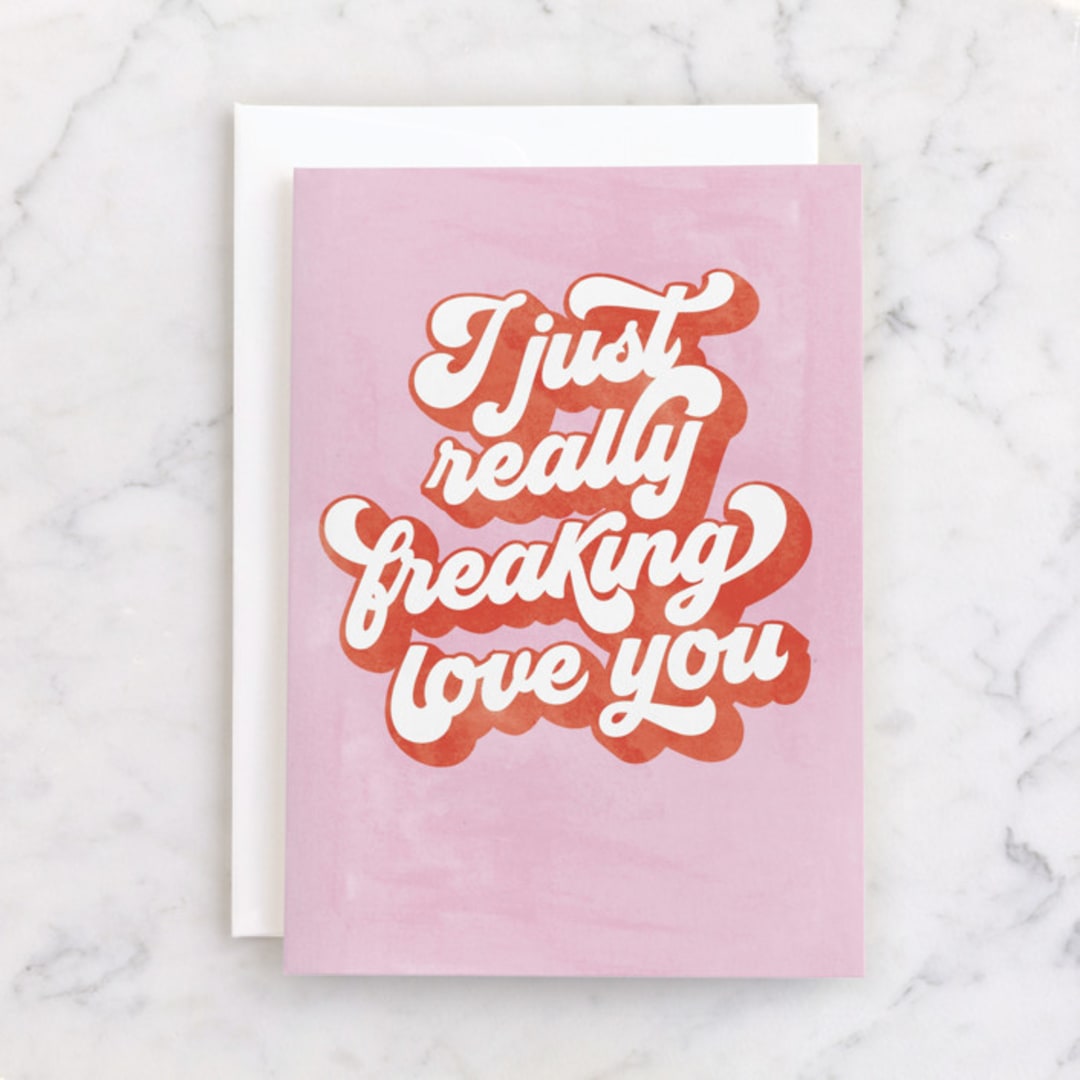 "Freaking Love" - Single Greeting Cards in Cotton Candy by Pixel and Hank - Front