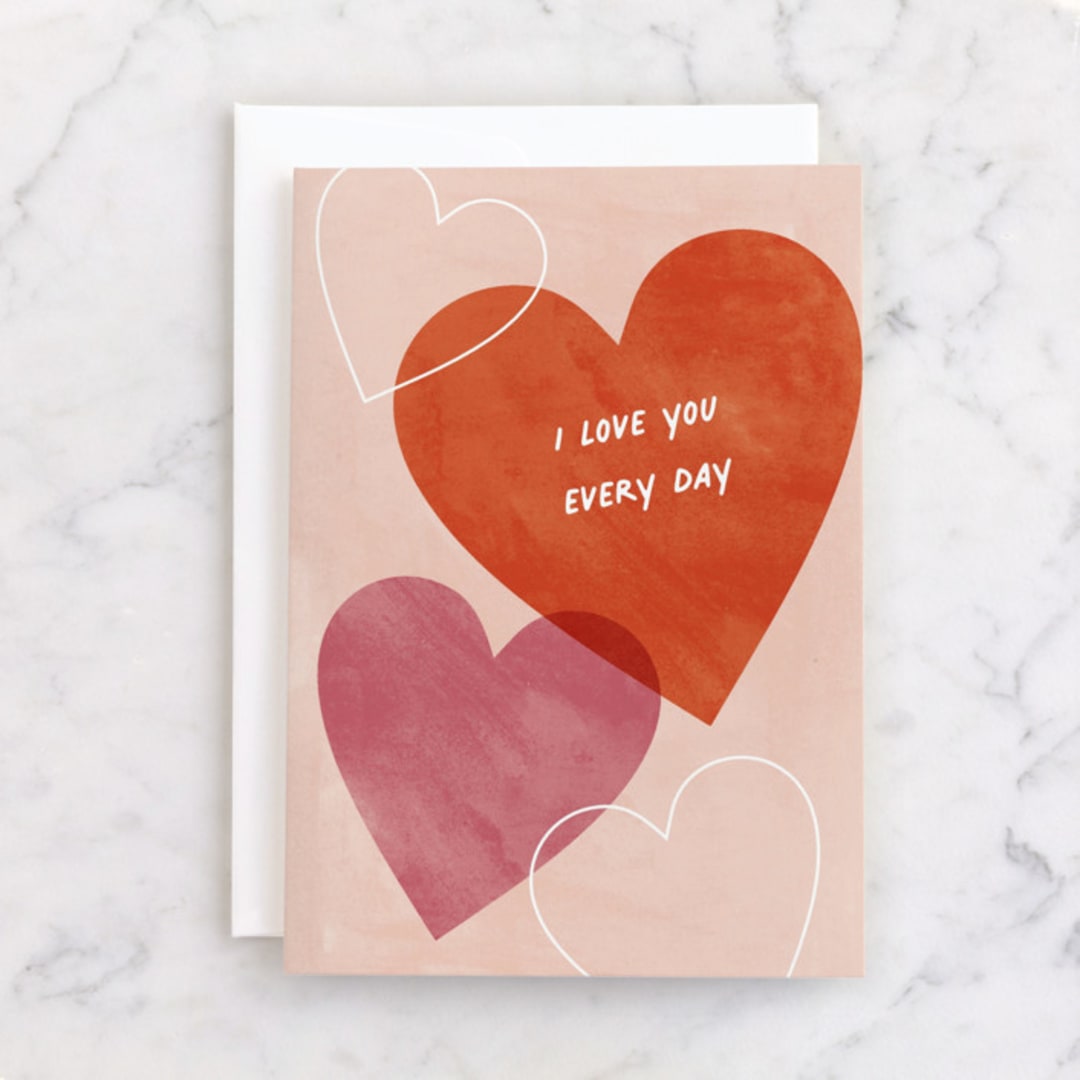 "Every Day" - Single Greeting Cards in Blush by Pixel and Hank - Front