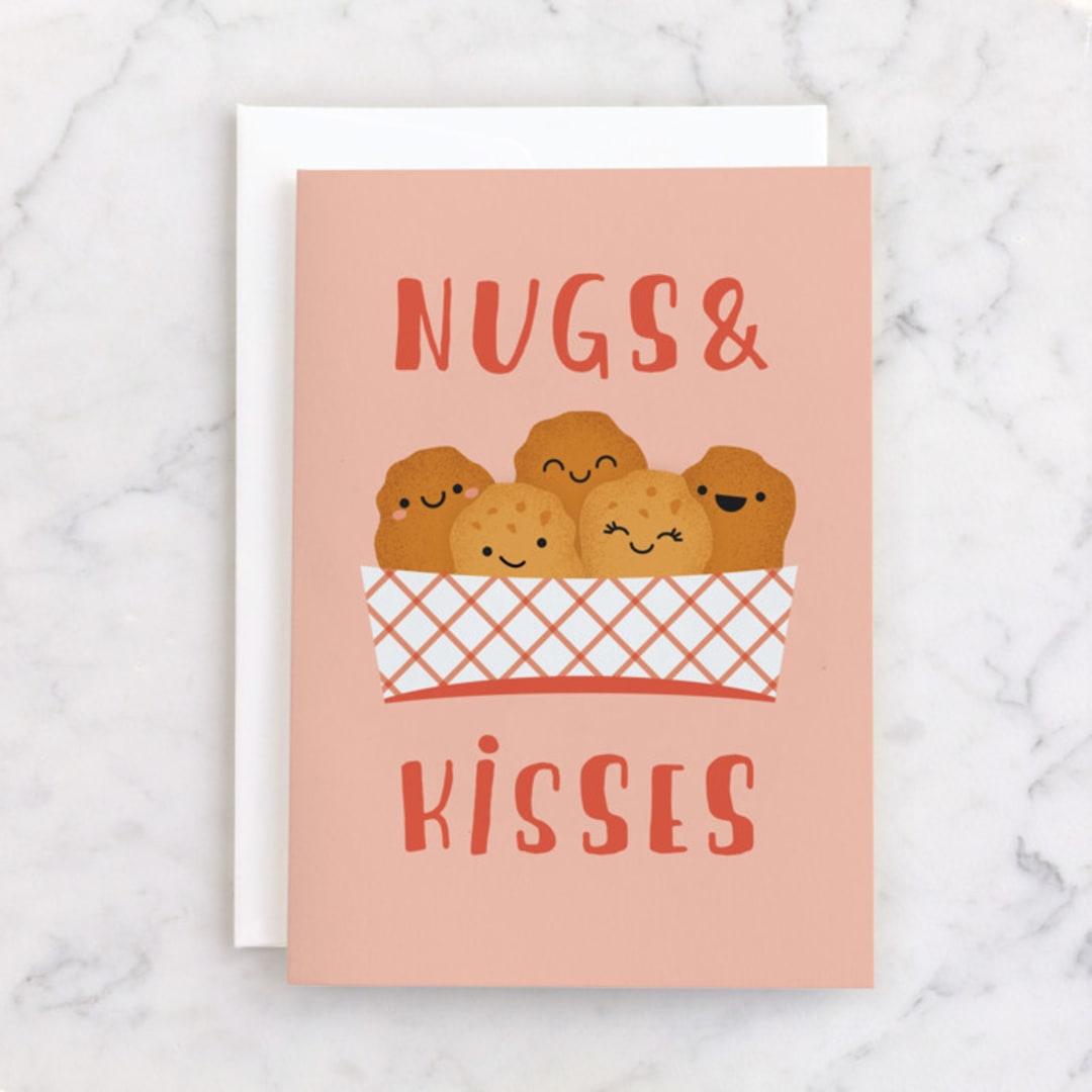 "Nugs & Kisses" - Single Greeting Cards in Poppy by Annie Holmquist - Front