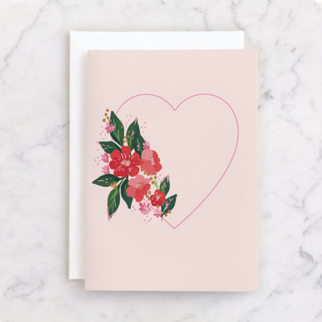 "xo heart" - Single Greeting Cards in Rose by Rebecca Durflinger - Front