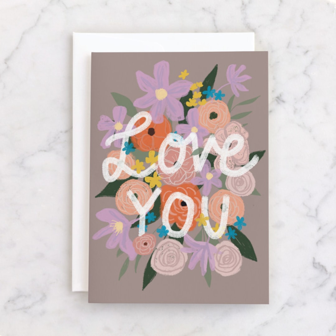 "Love you flowers" - Single Greeting Cards in Bouquet by Cass Loh - Front