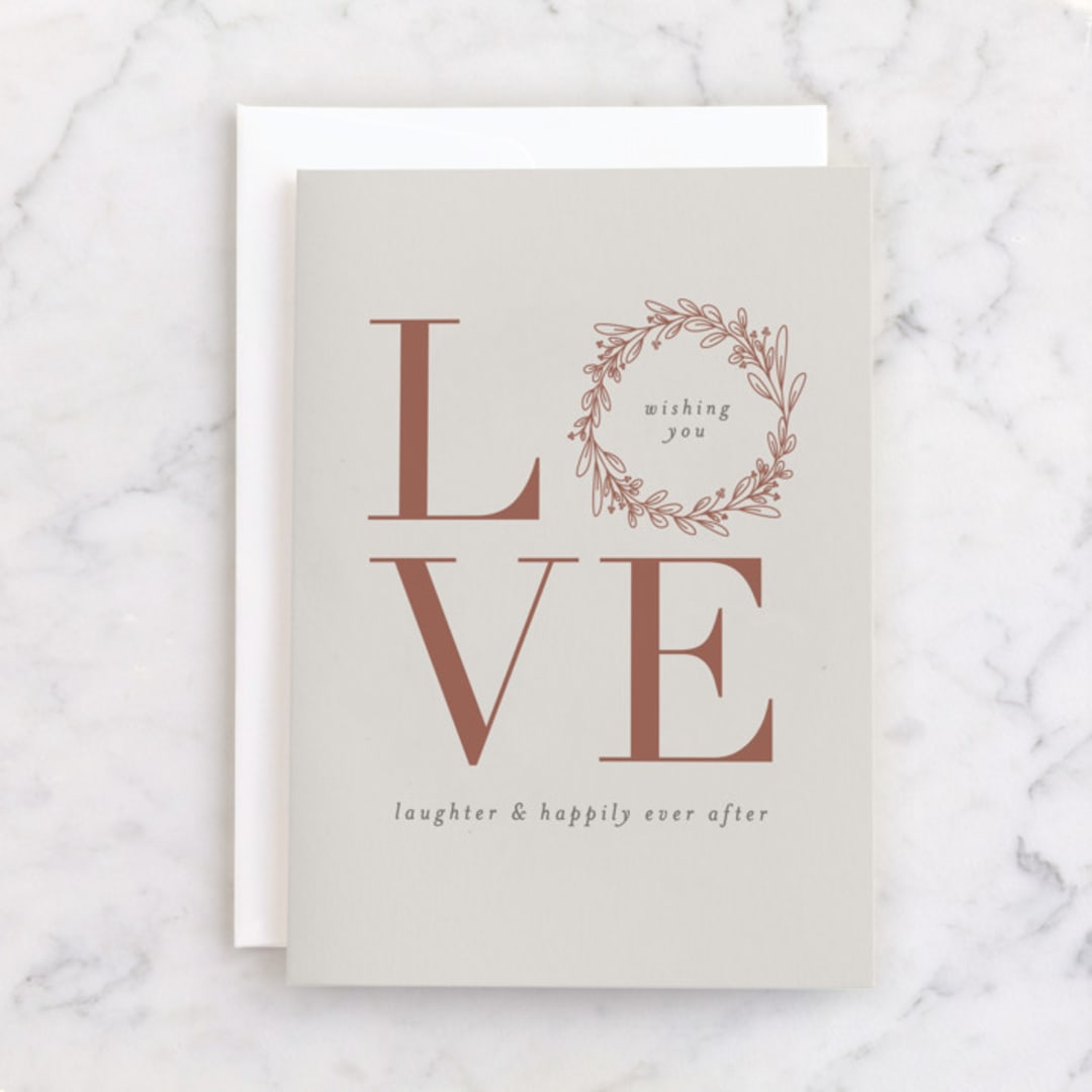 "Love and Laughter" - Single Greeting Cards in Mist by Shirley Lin Schneider - Front