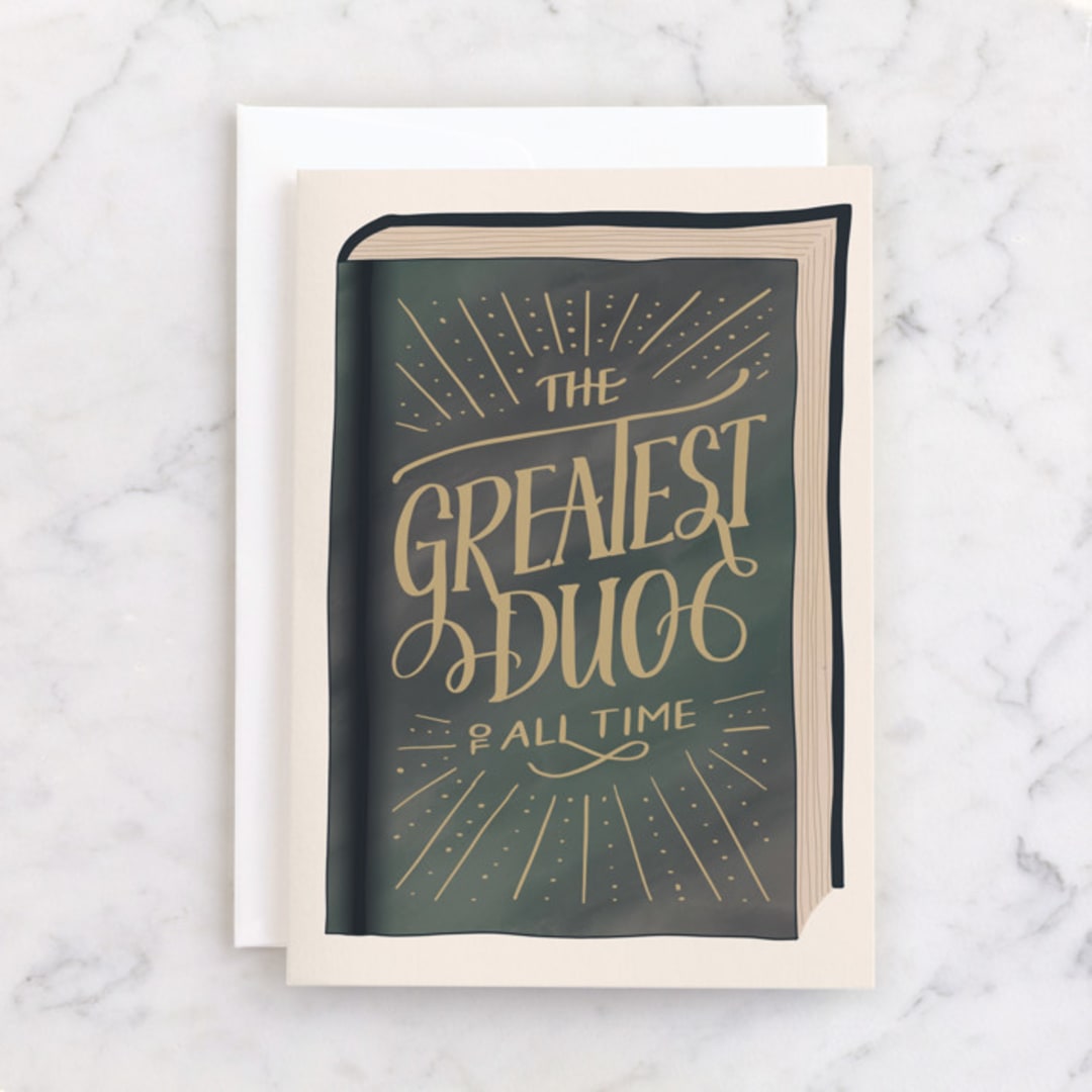 "Greatest Duo" - Single Greeting Cards in Slate by Carolyn Kach - Front