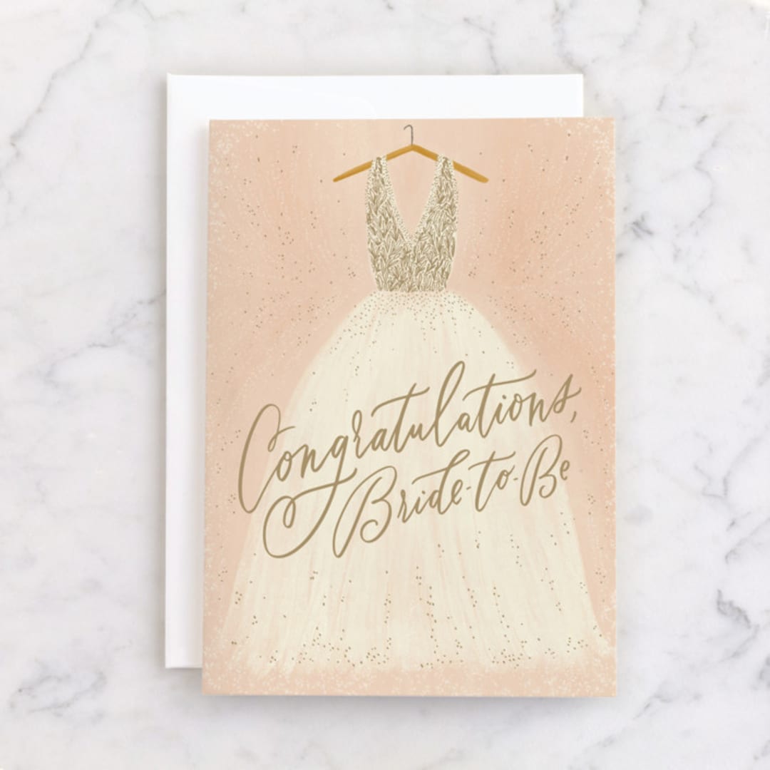 "Bride To Be" - Single Greeting Cards in Blush by Julie Murray - Front