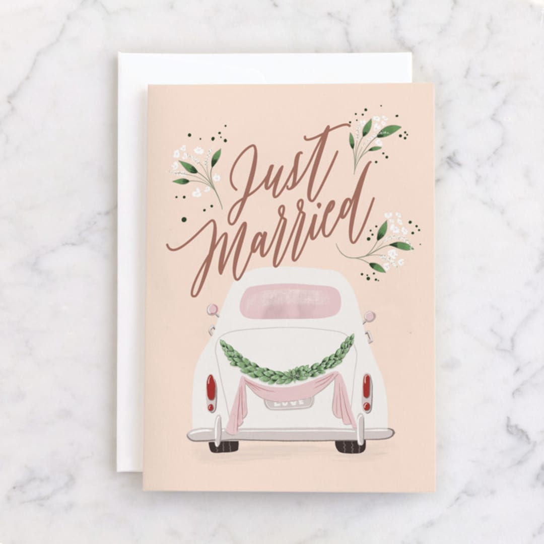 "The Wedding Day" - Single Greeting Cards in Blush by Ana Sharpe - Front