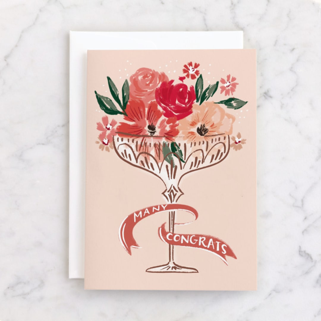 "champagne bouquet" - Single Greeting Cards in Rose by Rebecca Durflinger - Front