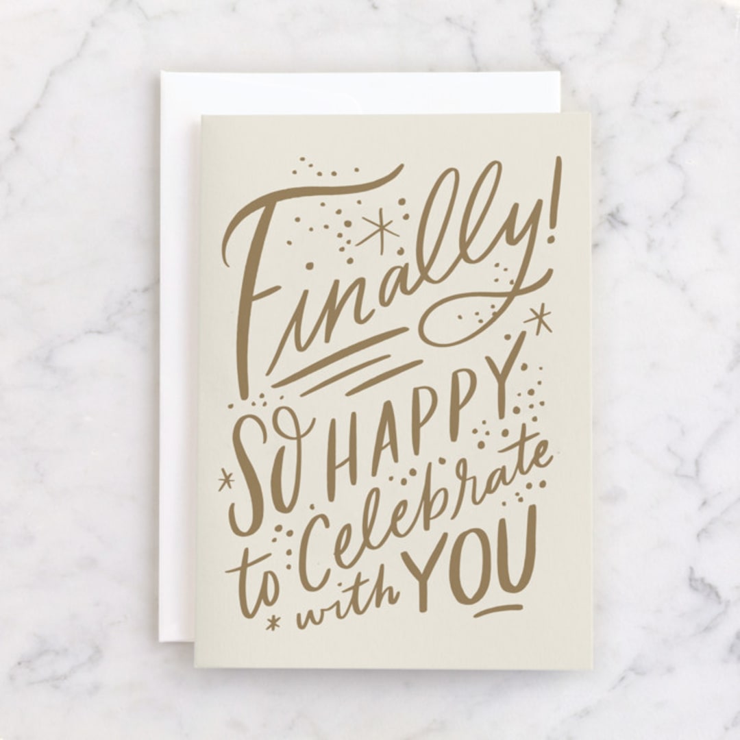 "finally!" - Single Greeting Cards in Cream by Alethea and Ruth - Front