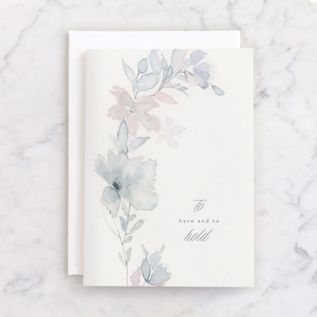 "floral bow" - Single Greeting Cards in Bluebell by Phrosné Barwood - Front