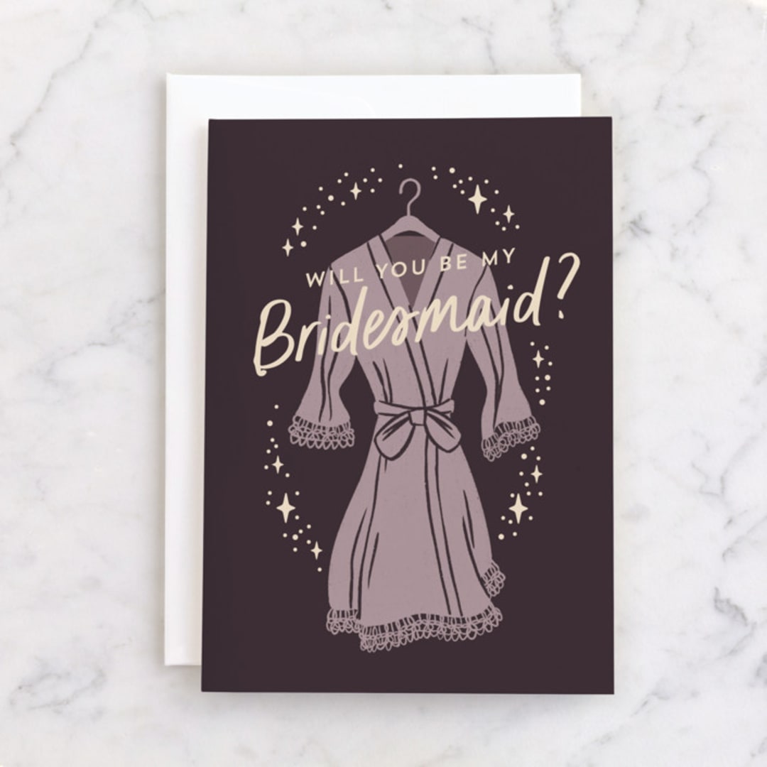 "Sparkling Bridesmaid" - Single Greeting Cards in Twilight by Rebecca Smith - Front
