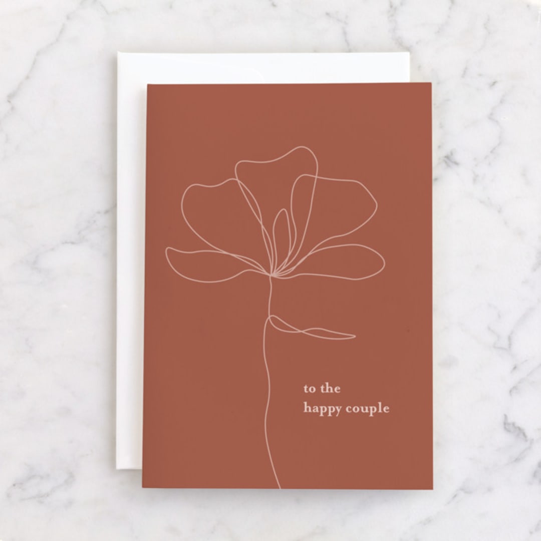 "wedding card - orange floral" - Single Greeting Cards in Clay by Nicole Ek - Front