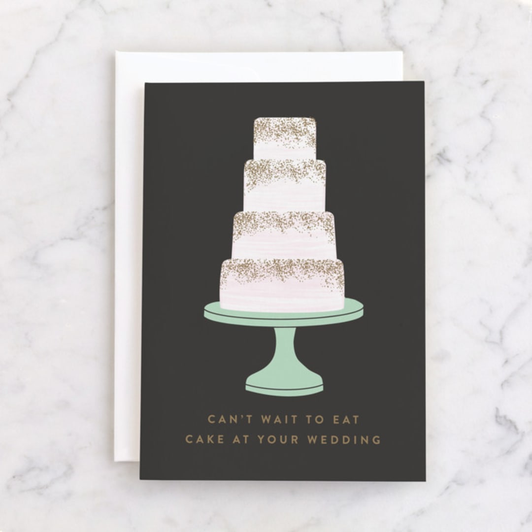 "Can't Wait For Cake" - Single Greeting Cards in Slate by Ashlee Townsend - Front