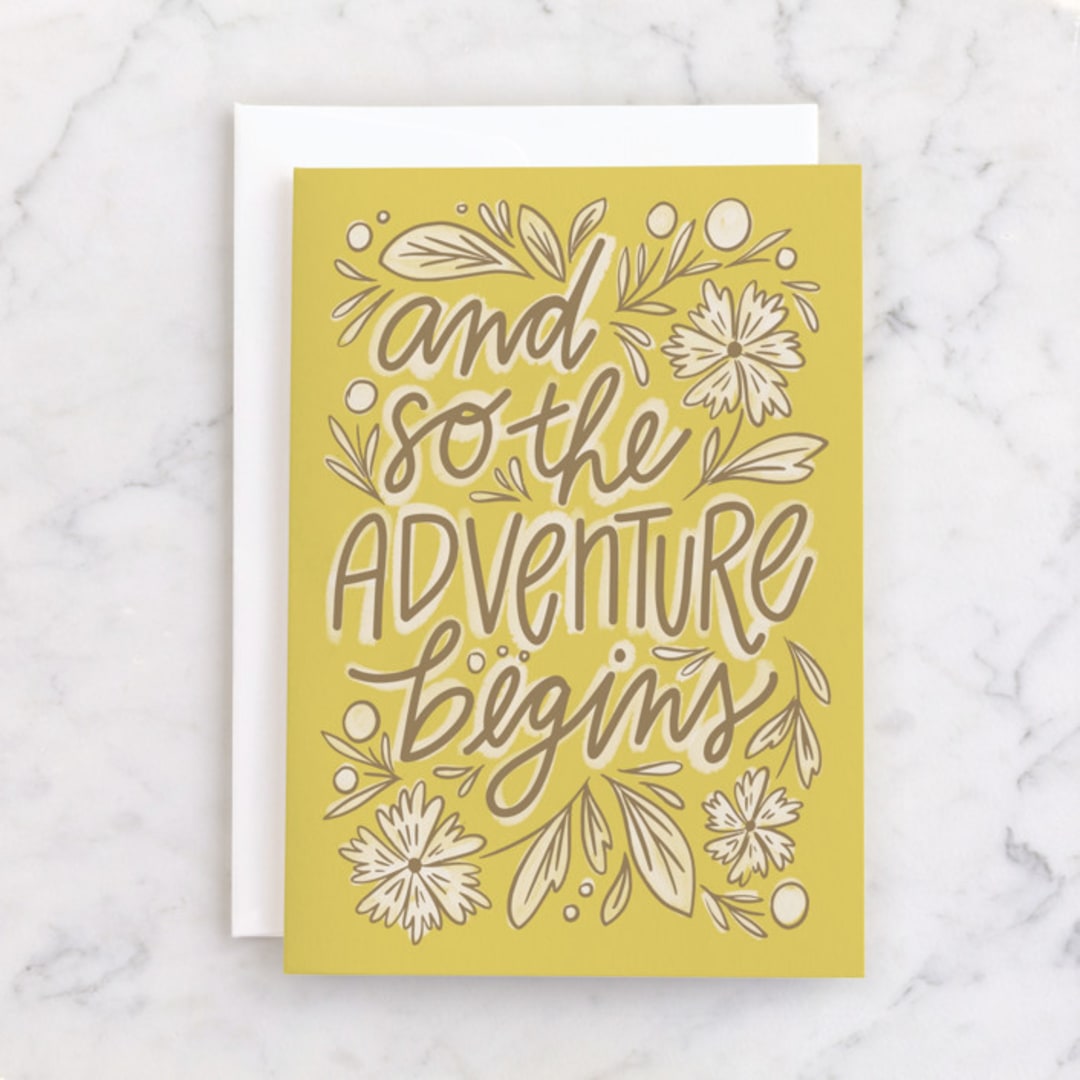 "Adventure" - Single Greeting Cards in Lemondrop by Jen Owens - Front