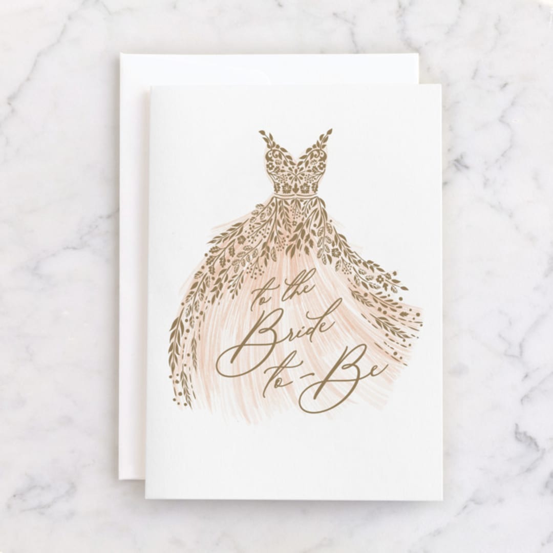 "Here Comes the Bride" - Single Greeting Cards in Blush by Paper Sun Studio - Front