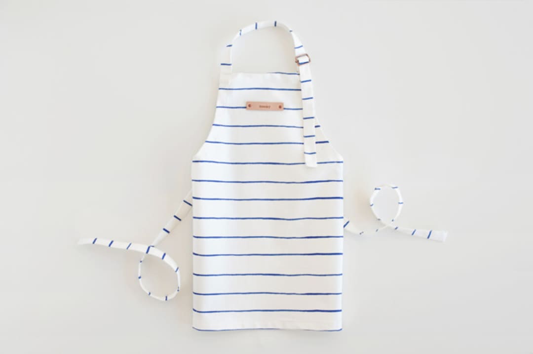 "Breton Stripe" - Personalizable Children's Apron in Snorkel Blue by Melissa Selmin - Personalizable Apron