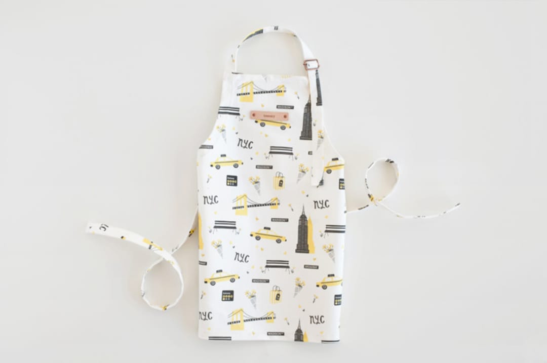 "New York" - Personalizable Children's Apron in Taxi Yellow by Kristie Kern - Personalizable Apron