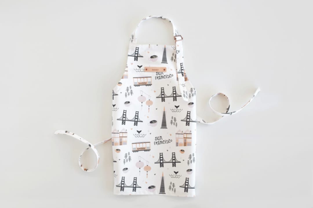 "San Francisco" - Personalizable Children's Apron in Violet by Kristie Kern - Personalizable Apron