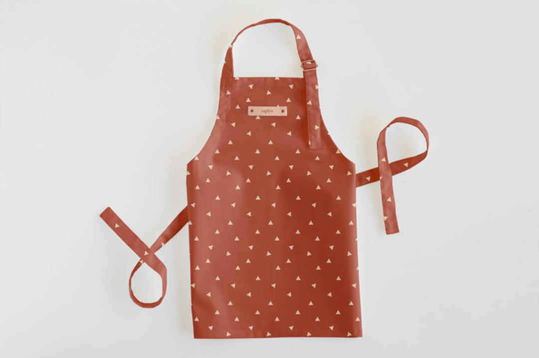 "Golden Triangle" - Personalizable Children's Apron in Rust by Cindy Lackey - Personalizable Apron