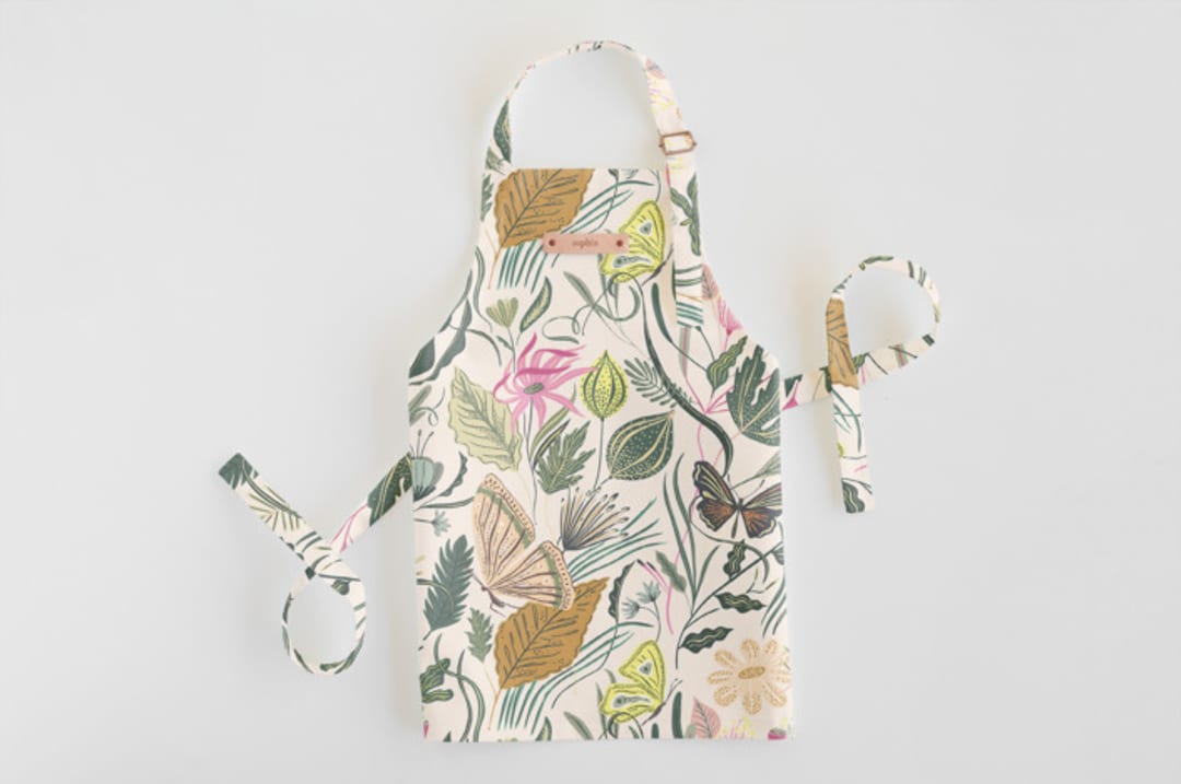 "Folk Butterflies" - Personalizable Children's Apron in Garden by Morgan Ramberg - Personalizable Apron