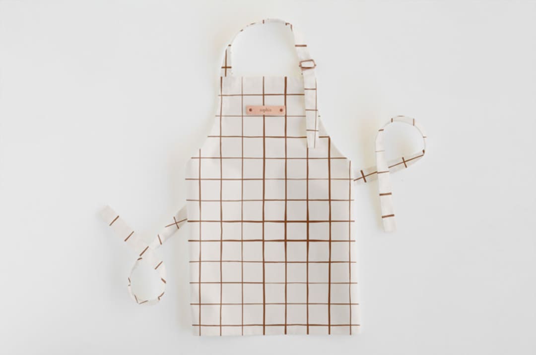 "Montauk" - Personalizable Children's Apron in Cocoa by Carolyn Nicks - Personalizable Apron