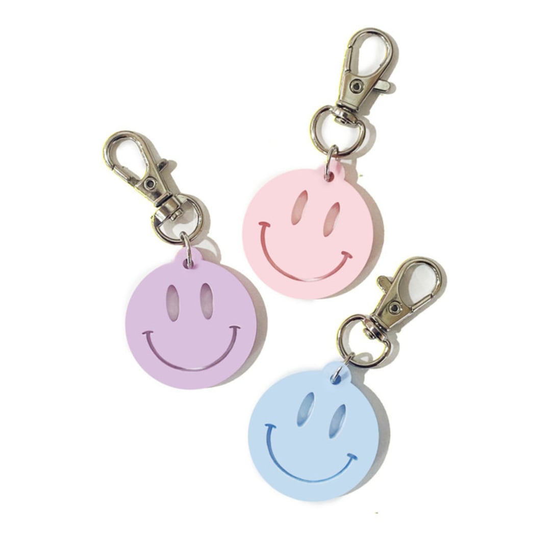 "Custom Color - Smiley Face Keychain" - Key Chain in multicolorassorted-colors by Haven Print Co.