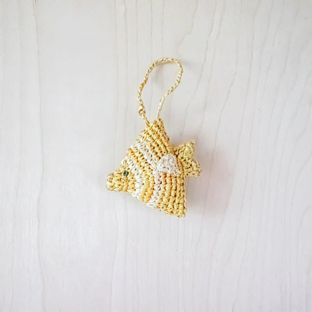 "Fish Bag Charm" - Key Chain in yellow by LIKHA