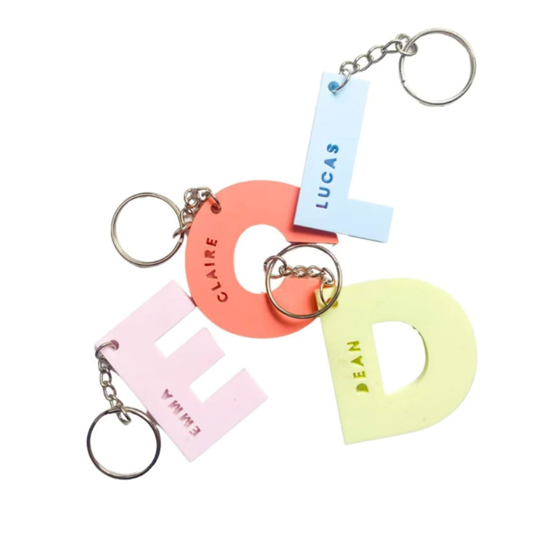 "Monogram Letter Keychain" - Key Chain in multicolorassorted-colors by Haven Print Co.