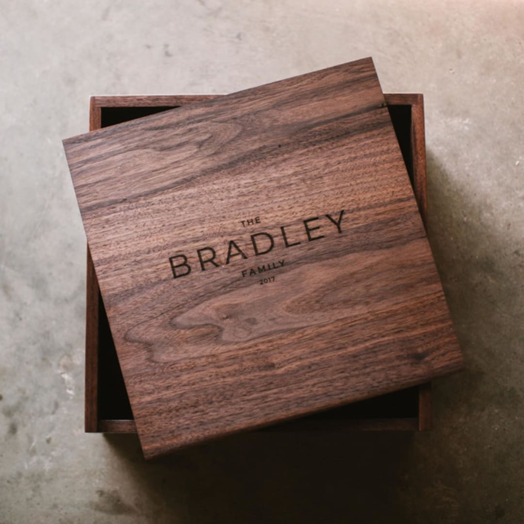 "Personalized Keepsake Box | Wedding Gift for Couples | Walnut Large" - Keepsake Boxes in white by Wayfaren