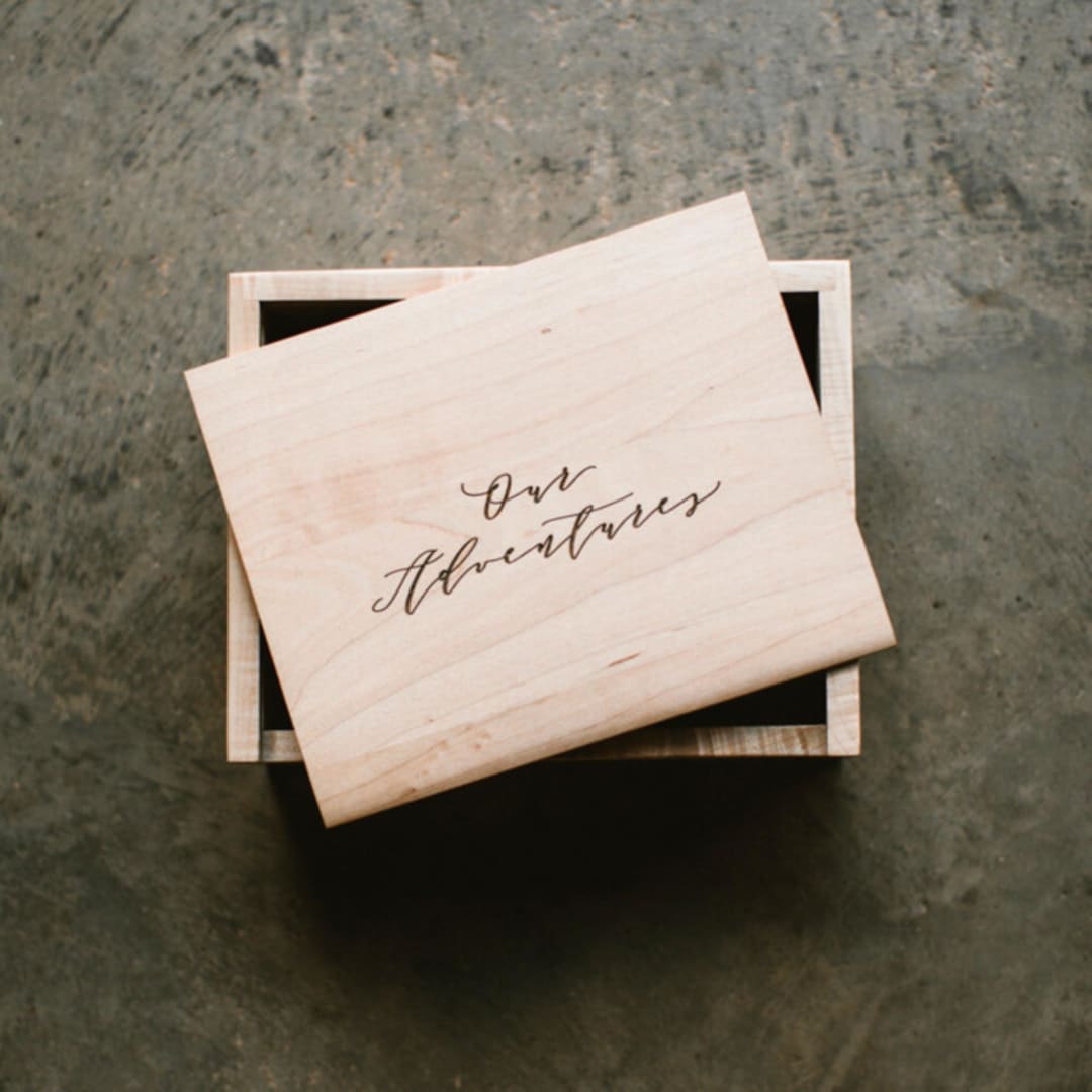 "Personalized Keepsake Box | Wedding Gift for Couples | Maple Medium" - Keepsake Boxes in black by Wayfaren