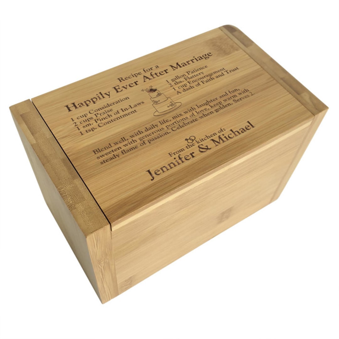 "Engraved Happily Ever After Recipe Box" - Keepsake Boxes in blue by Colin Supple