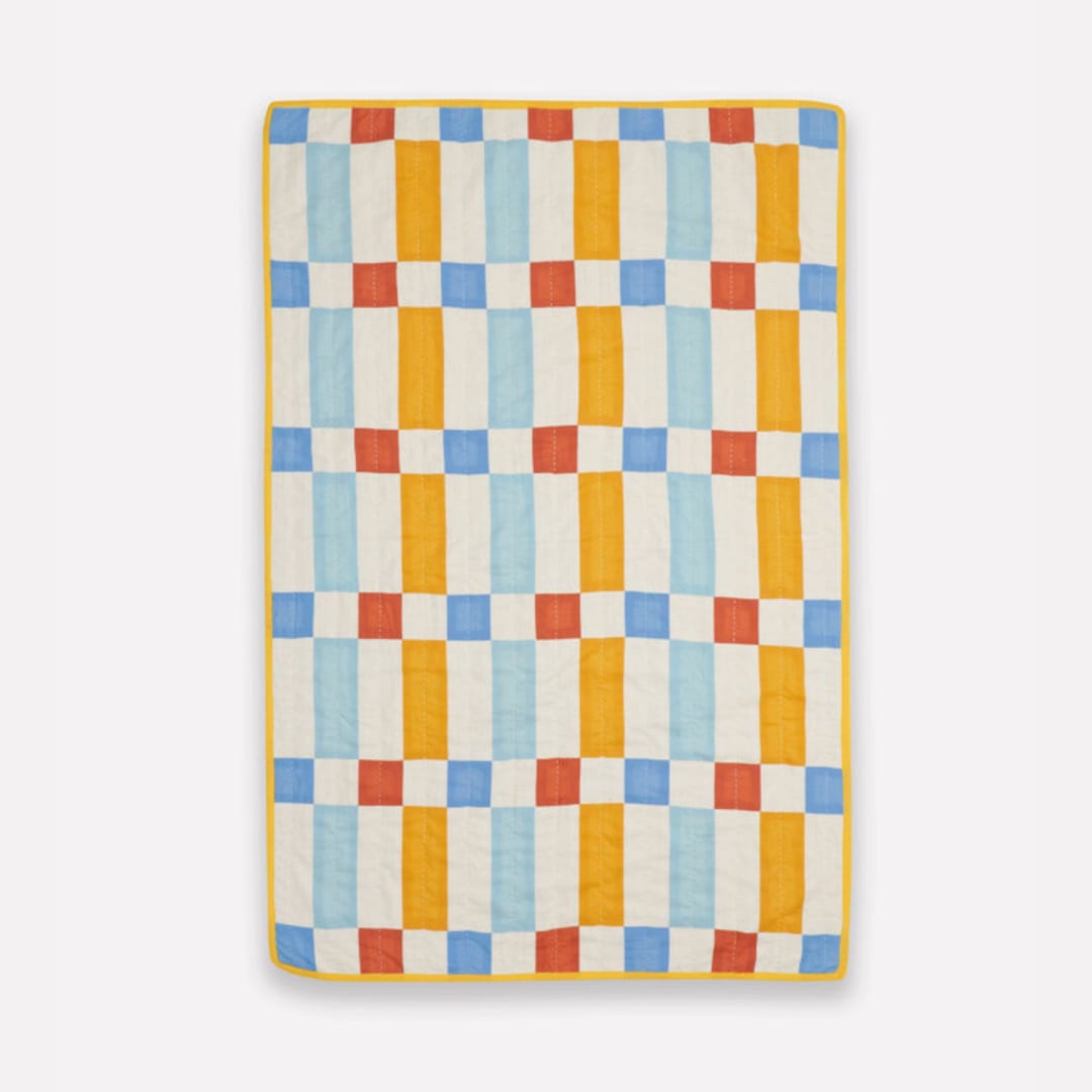 "Tile Baby Quilt" - Kids Quilts and Bedspreads in yellow by Anchal