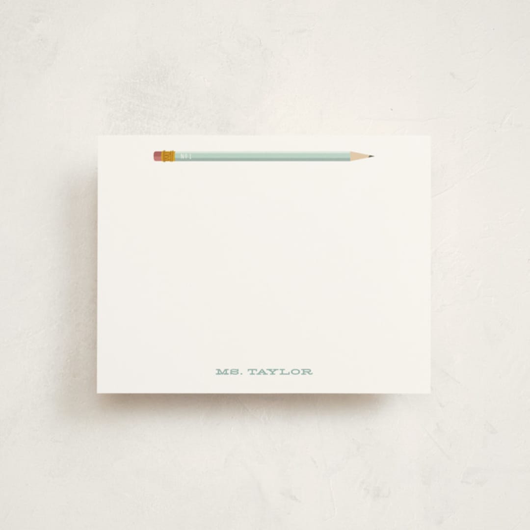 "Number 1" - Children’s Stationery in Mint by Baumbirdy - Front