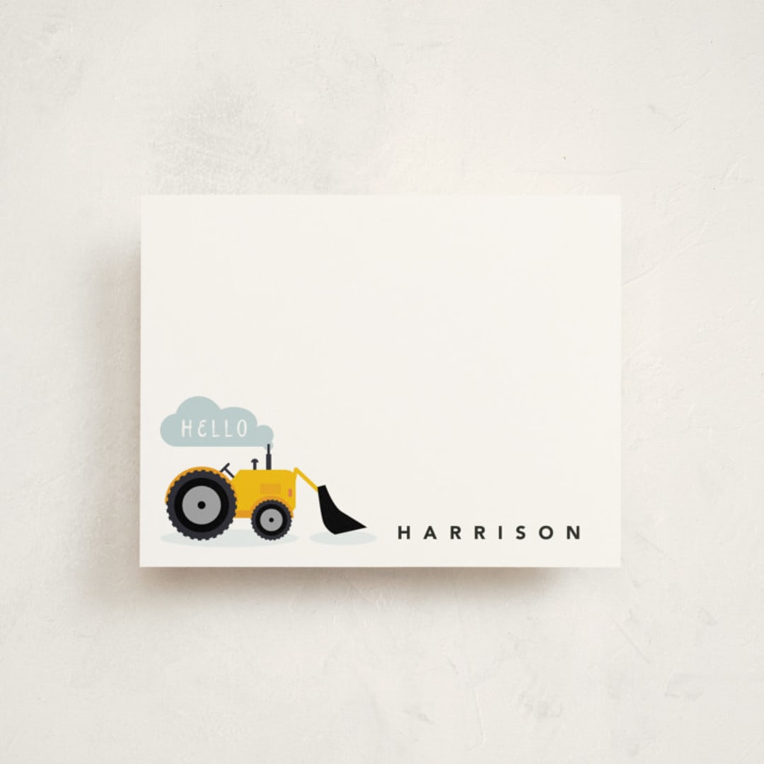 "Hello digger" - Children’s Stationery in Sunshine by Hudson meet Rose - Front