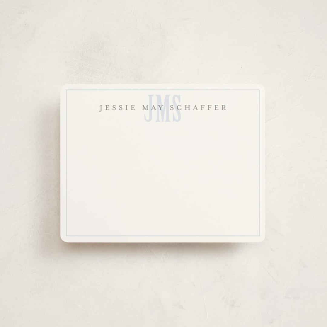"Classic Monogram" - Children’s Stationery in Sky by Erin Hodges - Front
