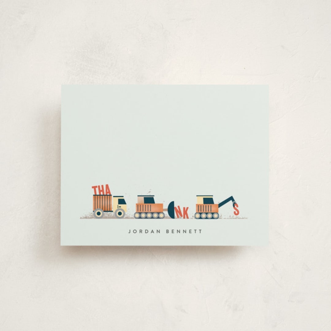 "Trucker Appreciation" - Children’s Stationery in Tangerine by Erica Krystek - Front
