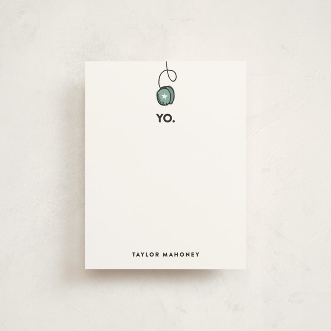 "Yo Yo" - Children’s Stationery in Dusty Teal by Sarah Curry - Front